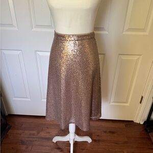 Ann Taylor Champagne Sequin Mid Length Skirt